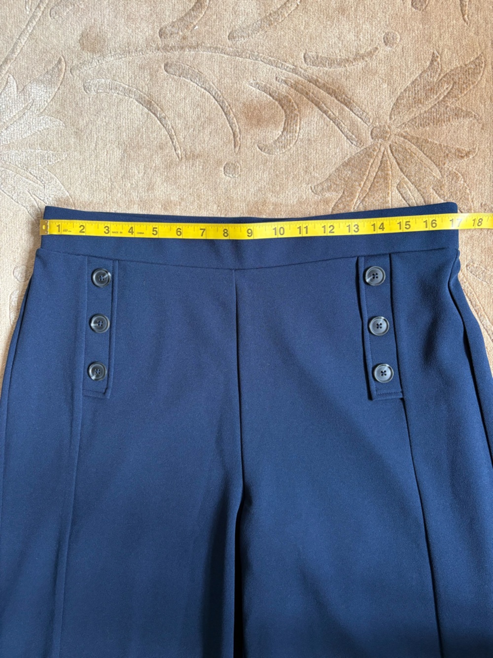 Like New, Loft Mariner Wide Leg Pull On Pants in Navy Crepe, Size L, 30” inseam - Picture 10 of 12
